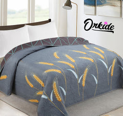 Orkide 200x220 Cm Yaprak Desenli Çok Amaçlı Yatak Örtüsü Gri