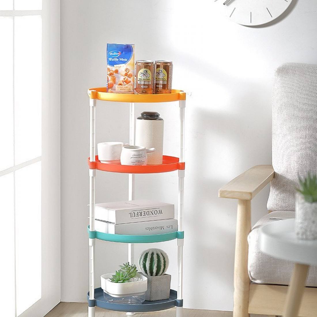 Dört Katlı Çok Amaçlı Renkli 75 x 28 Cm Organizer Raf