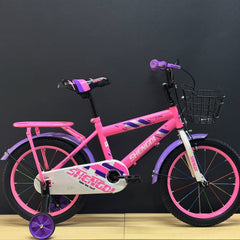 Yardımcı Tekerlekli Sepetli Çocuk Bisikleti Pembe Beyaz