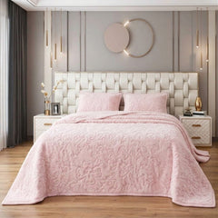 Çift Kişilik Emboss Battaniye Pudra Pembe