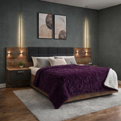 Double Long-Pile Plush Soft Sofa Cover Home TV Blanket Purple