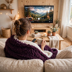 Double Long-Pile Plush Soft Sofa Cover Home TV Blanket Purple