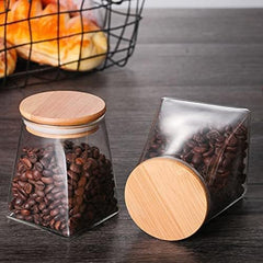 2 li Borosilkat Cam Bambu Vakum Kapak Saklama Kavanozu 550 ML