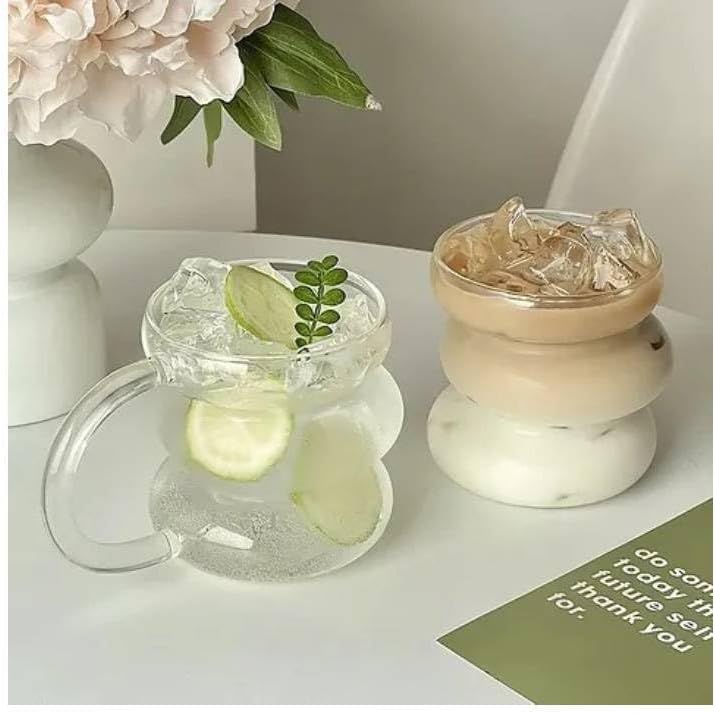 2'Lİ Boğumlu Saplı Borosilkat Cam Bardak Kupa