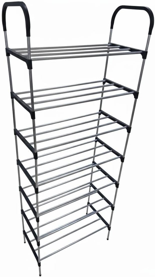 7 Katlı Dar Alanlara Uygun 42 Cm Ayyakkabı Rafı Siyah