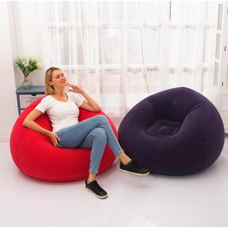 Dahili Pompalı Yuvarlak Şişme Koltuk Kırmızı