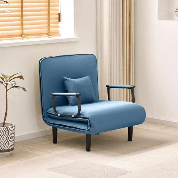 Katlanabilir 5 Pozisyonlu Yatağa Dönüştürülebilir Koltuk Mavi