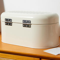 Metal Oval 33x19 Cm Şık Ekmeklik Kutusu Krem