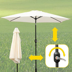 El Kranklı Eğilebilir 2.7 m Bahçe Kamp Dış Mekan Şemsiye Krem