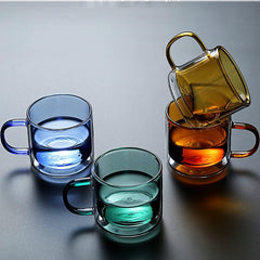 Borosilkat Cam 250 ML Çift Çidarlı Kahve Bardağı Mavi