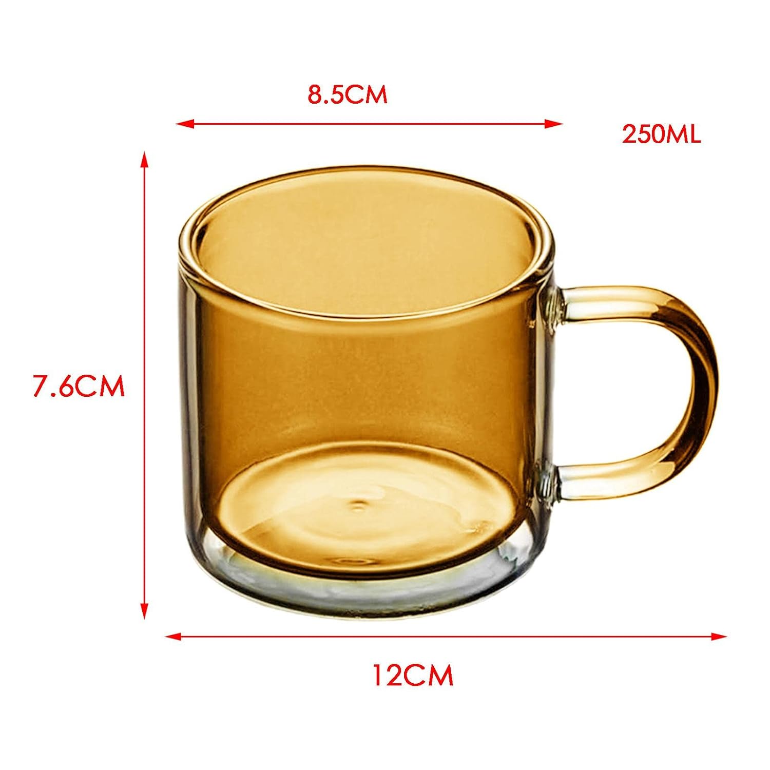 Borosilkat Cam 250 ML Çift Çidarlı Kahve Bardağı Turuncu