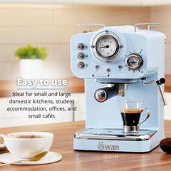 Swan Retro Pompalı Espresso Kahve Makinası Mavi