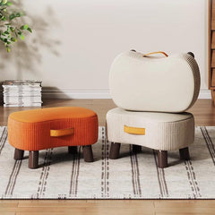 Saplı Ahşap Ayaklı 40x22 Cm Kavisli Taşınabilir Puf Turuncu