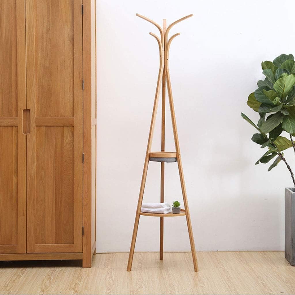 Doğal Bambu Ayaklı Raflı Port Manto 38x170 Cm