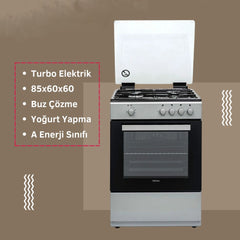 Regal 80 Lt Turbo Elektrik Tam Boy Fırın Gri