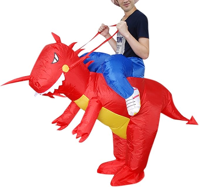 Giyilebilir Şişme Dinazor Çocuk Eğlence Kostümü 90-140 cm  Kırmızı