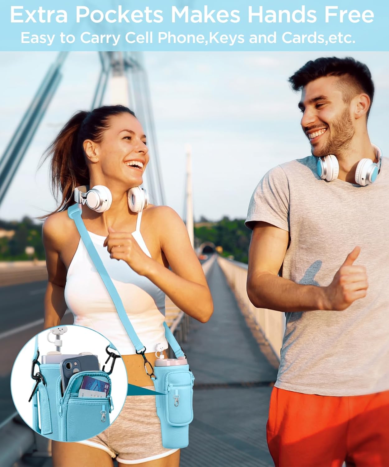 Omuz Askılı Telefon Tutuculu Stanley Termos Çantası Turkuaz