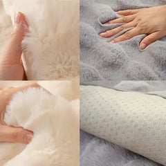 Koyu Gri Tavşan Tüyü Kaymaz Kanepe Örtüsü Kılıfı