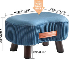 Saplı Ahşap Ayaklı 40x22 Cm Kavisli Taşınabilir Puf Lacivert