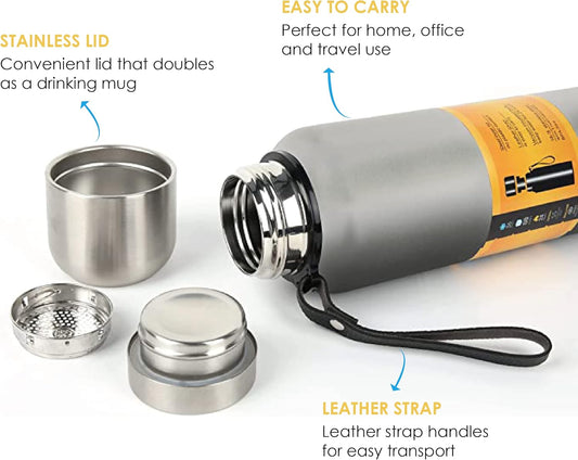 Çift Duvar Vakum Yalıtımlı 1000 ML Paslanmaz Çelik Termos