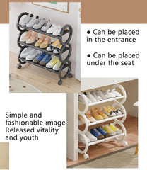 Tekerlekli 4 Katlı Ayakkabı Düzenleyici Beyaz Raf