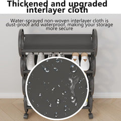 Tekerlekli 4 Katlı Ayakkabı Düzenleyici Siyah Raf