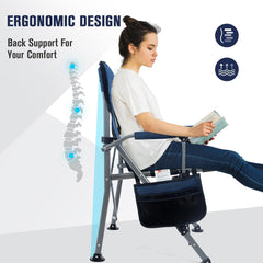 Katlanır Taşıma Çantalı 600D Kumaş Kamp Sandalyesi Mavi Siyah