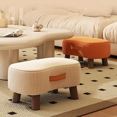 Saplı Ahşap Ayaklı 40x22 Cm Kavisli Taşınabilir Puf Turuncu