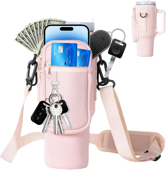 Omuz Askılı Telefon Tutuculu Stanley Termos Çantası Pembe