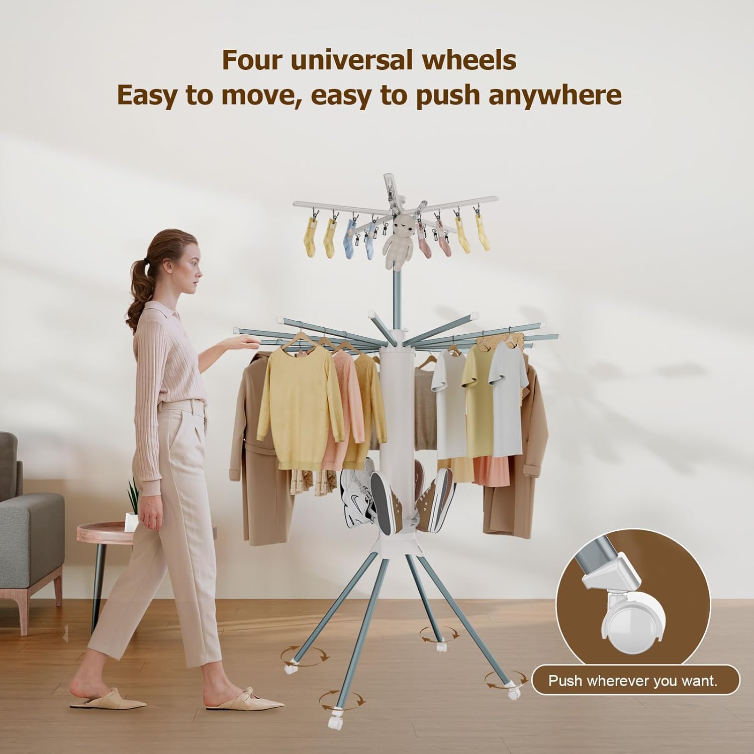 3 Katlı Katlanabilir İç ve Dış Mekan Kullanımı için Ayarlanabilir Çamaşır Askısı Standı