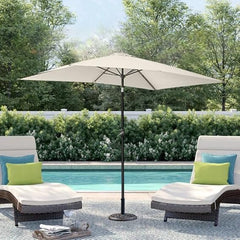 El Kranklı Eğilebilir 2.7 m Bahçe Kamp Dış Mekan Şemsiye Krem