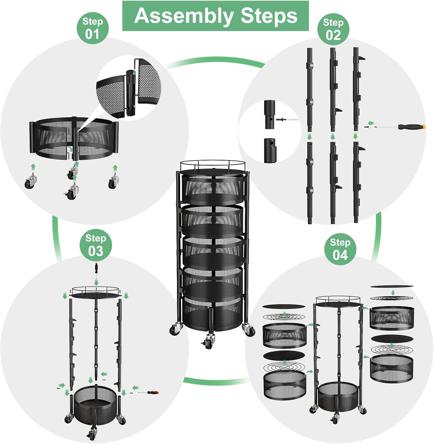 Metal 5 Bölmeli 32x90 Cm Çok Amaçlı Raf
