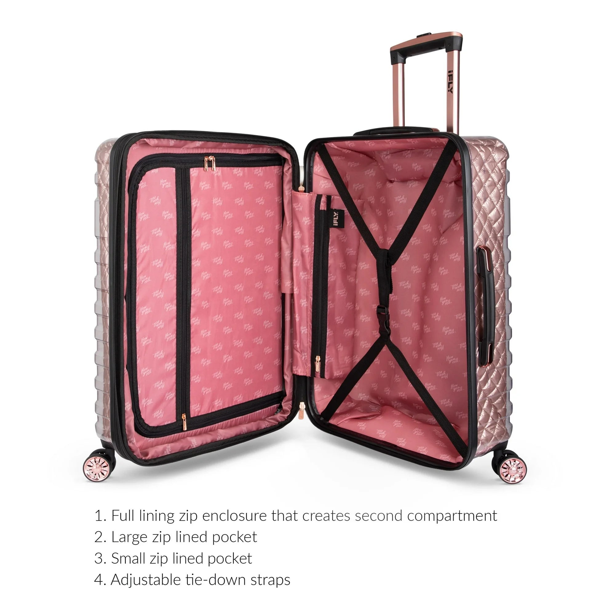 Sert Şeffaf Yüzeyli Şık Rose Gold Bavul Valiz