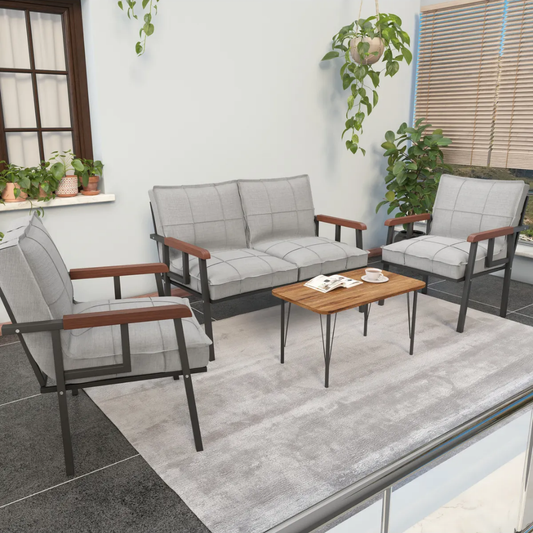 Hayal 4 Kişilik Sehpalı Bahçe Oturma Grubu Gri