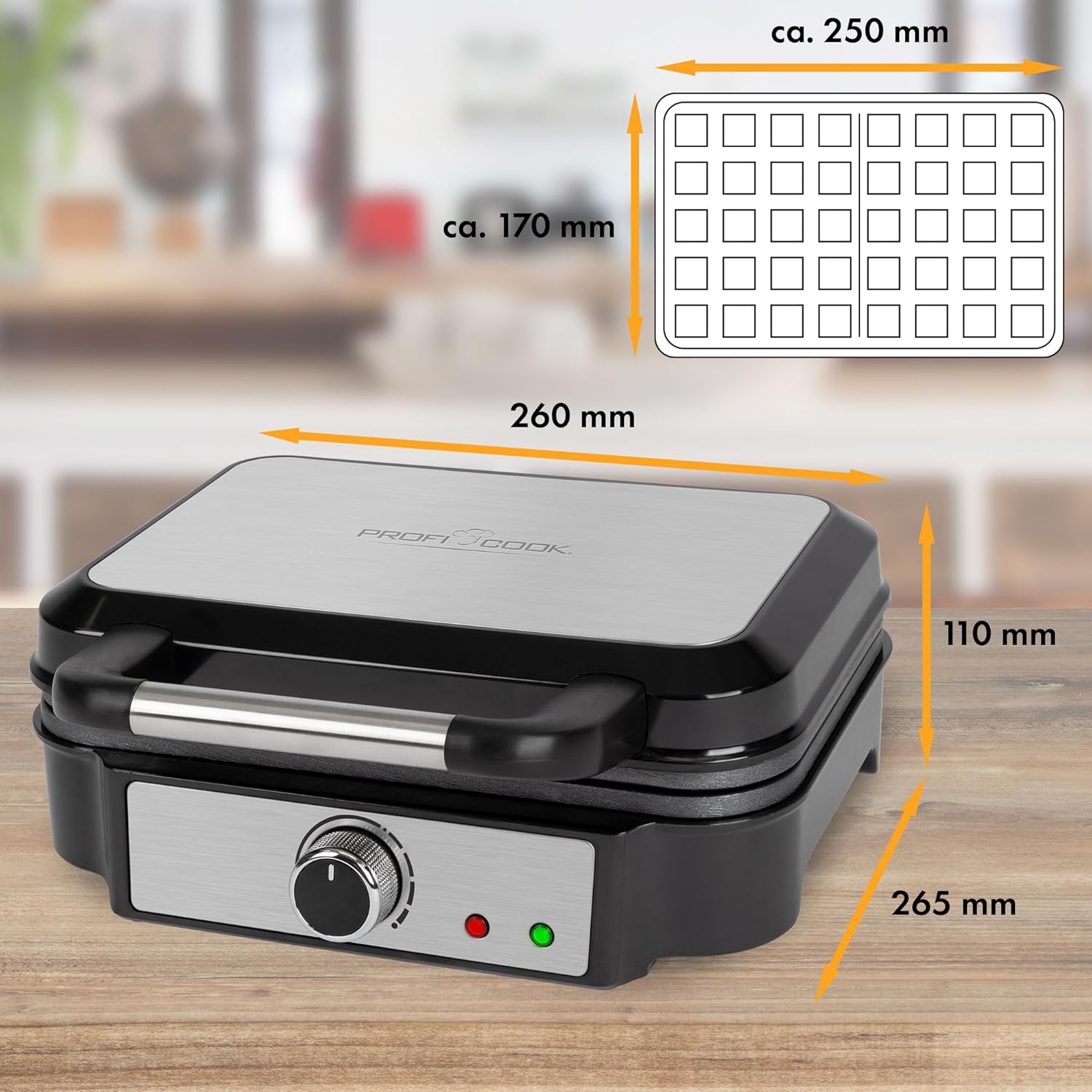 Proficook 2 Pişirme Yüzeyli 1000 W Waffle Makinesi