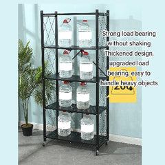 Tekerlekli Katlanabilir 5 Katlı Siyah Metal Raf 155x70x30 Cm