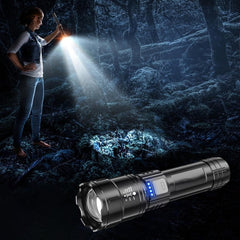 USB Şarjlı 3 Modlu Yakınlaştırılabilir LED El Feneri Siyah