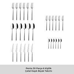 Emsan Penta 30 Parça 6 Kişilik Çatal Kaşık Bıçak Takımı