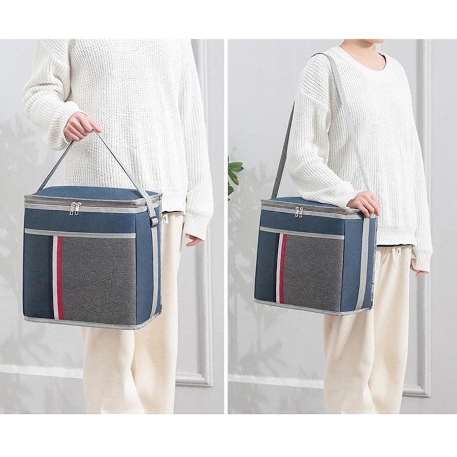 Ayarlanabilir Askılı Sıcak Soğuk Tutucu Termal Çanta Mavi Gri