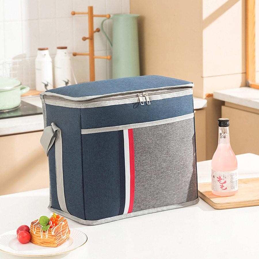 Ayarlanabilir Askılı Sıcak Soğuk Tutucu Termal Çanta Mavi Gri