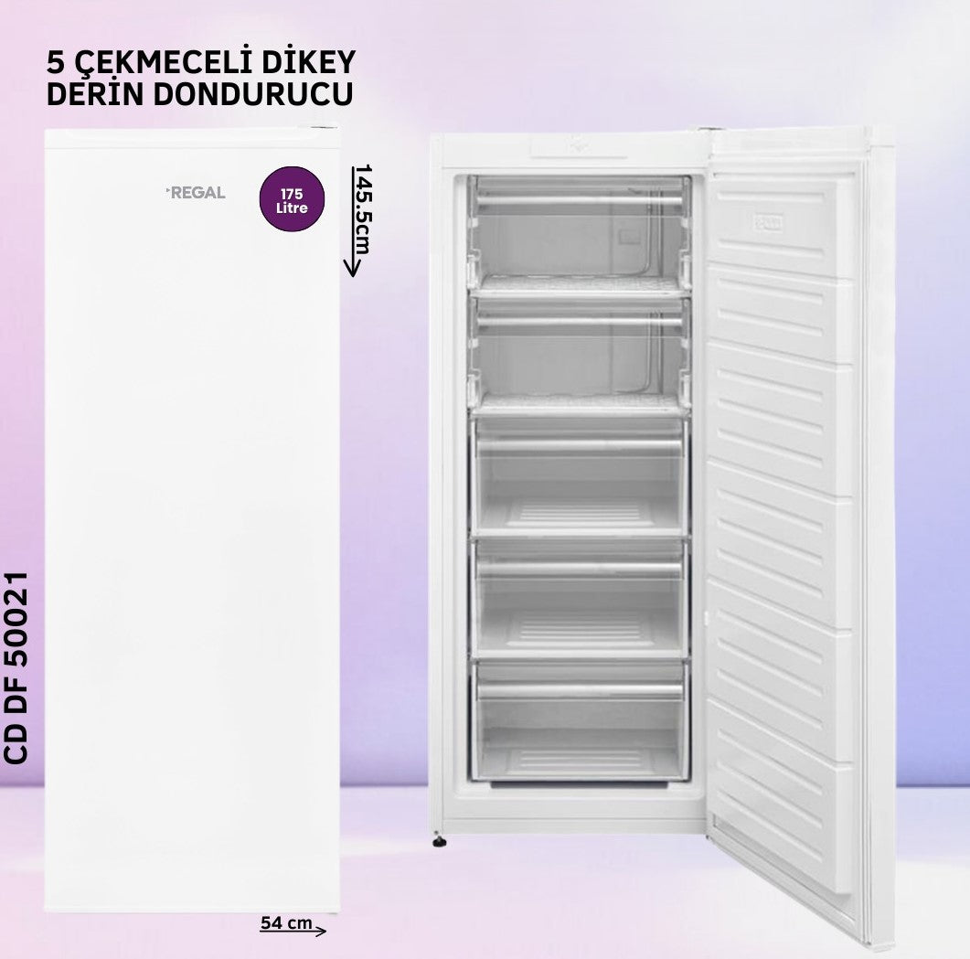 Regal 5 Çekmeceli Dikey Derin Dondurucu Beyaz