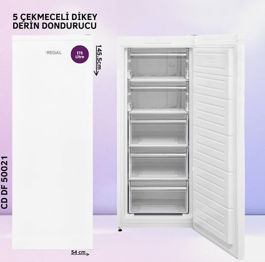 Regal 5 Çekmeceli Dikey Derin Dondurucu Beyaz