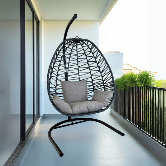 Armut Model Minderli İp Örgü Salıncak Gri