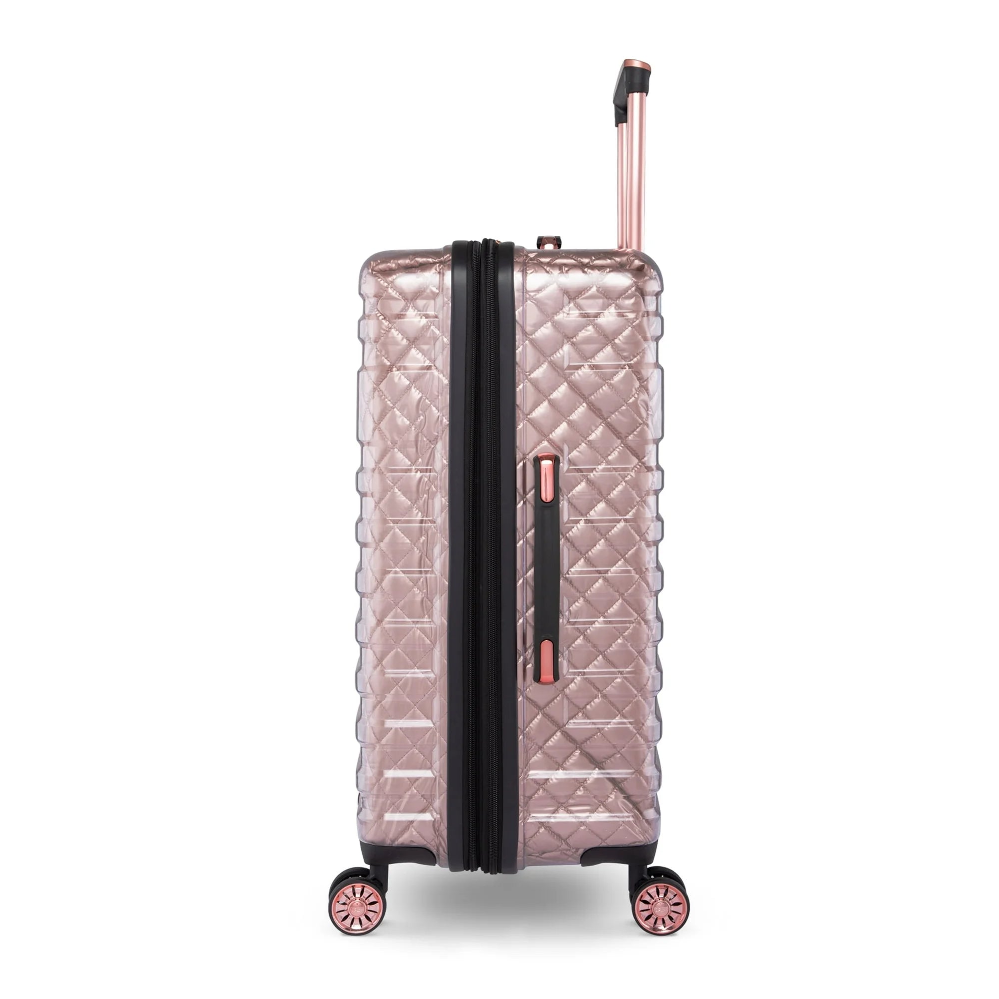 Sert Şeffaf Yüzeyli Şık Rose Gold Bavul Valiz