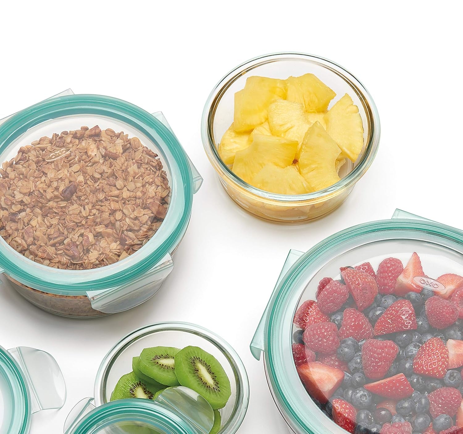 Cam 3 lü Yuvarlak Sızdırmaz Saklama Kabı 350 620 950 ML