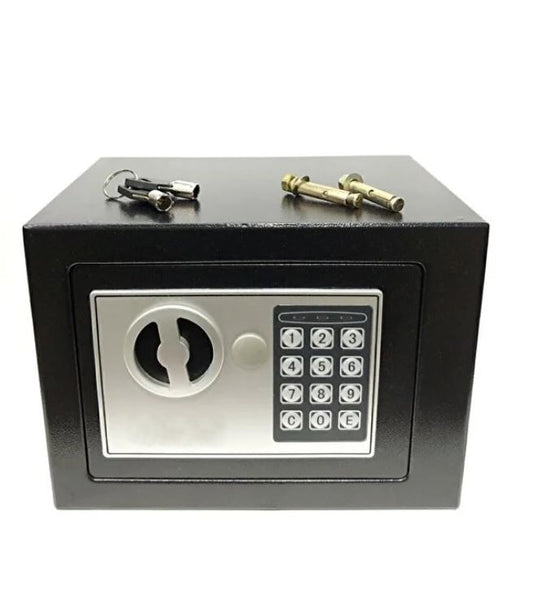 Anahtarlı Dijital Şifreli Safe Mini Kasa Siyah 17x23 Cm Siyah