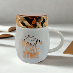 Üst Kapağı Aynalı Şık Mug Kupa 350-450 ml Beyaz