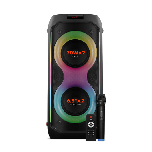 Powerway Duo XL Taşınabilir Mikrofonlu Led Işıklı 20x2 W Karaoke Ses Kayıt Bluetooth Hoparlör