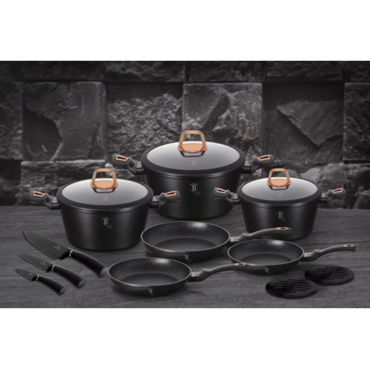 Berlinger Haus Black Rose Collection 14 Parça Tencere Seti Mat Siyah