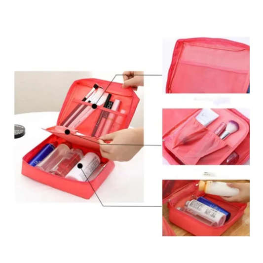 Makyaj Çantası 40x25x4 cm Bölmeli Cepli Nar Çiçeği